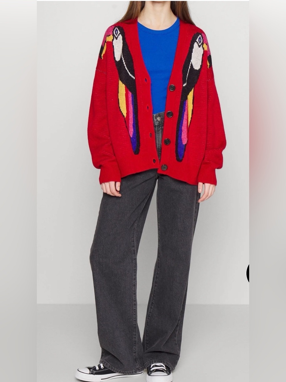 FARM Rio Toucan red cardigan Size M. - Picture 2 of 8